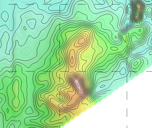 Figure 8 — contoured detail of the complex magnetic response over the interpreted intrusive