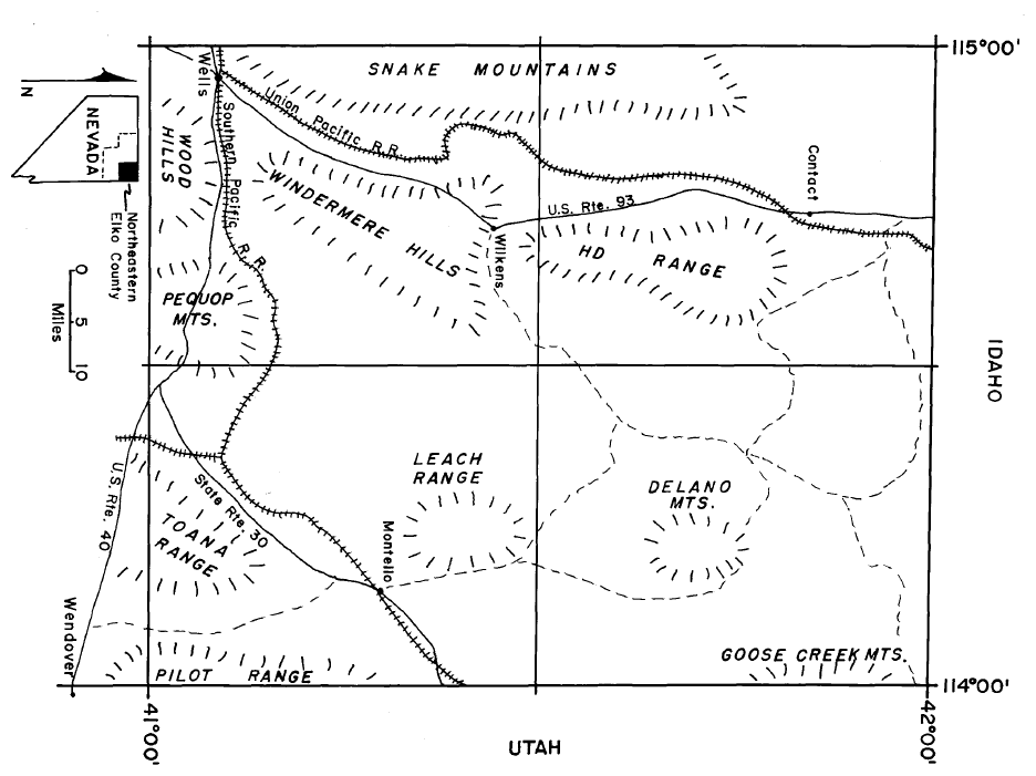Location map of the Cleveland–Delano district in Nevada